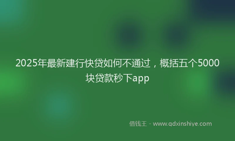 2025年最新建行快贷如何不通过，概括五个5000块贷款秒下app
