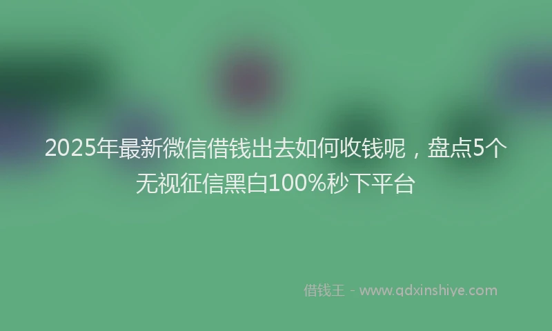 2025年最新微信借钱出去如何收钱呢，盘点5个无视征信黑白100%秒下平台