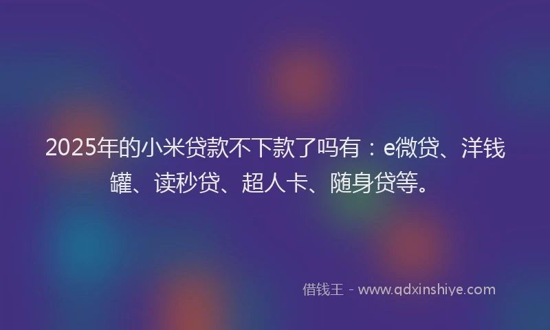 2025年的小米贷款不下款了吗有：e微贷、洋钱罐、读秒贷、超人卡、随身贷等。