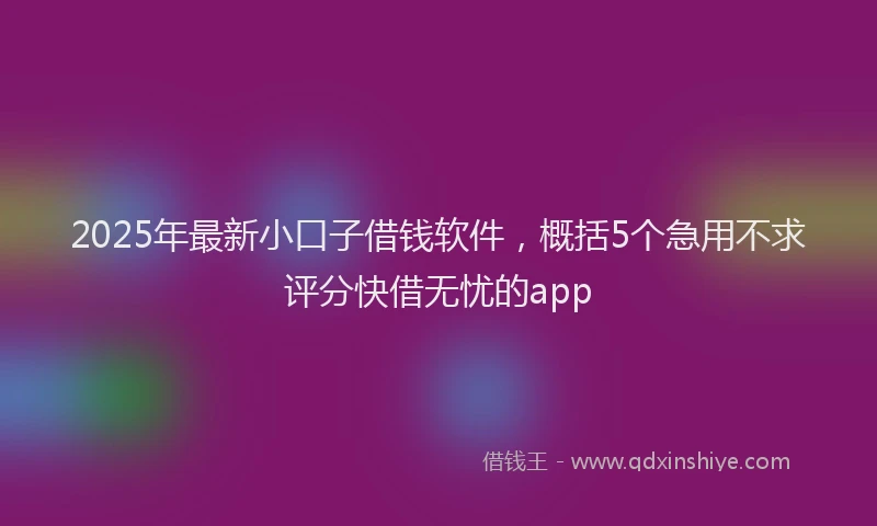 2025年最新小口子借钱软件，概括5个急用不求评分快借无忧的app