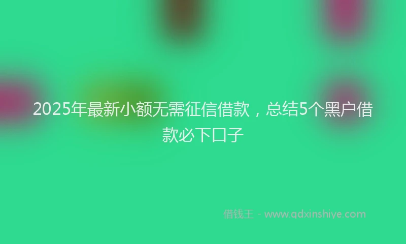 2025年最新小额无需征信借款，总结5个黑户借款必下口子