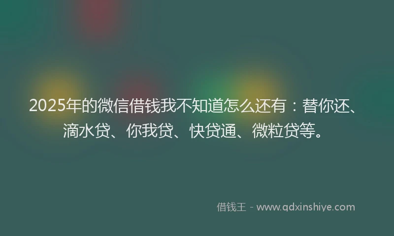 2025年的微信借钱我不知道怎么还有：替你还、滴水贷、你我贷、快贷通、微粒贷等。