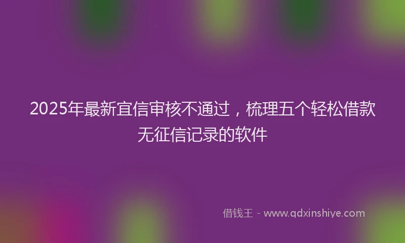 2025年最新宜信审核不通过，梳理五个轻松借款无征信记录的软件