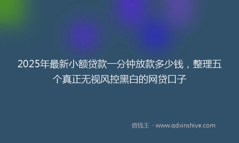 2025年最新小额贷款一分钟放款多少钱，整理五个真正无视风控黑白的网贷口子