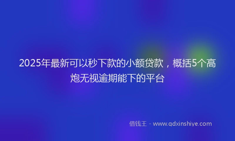 2025年最新可以秒下款的小额贷款，概括5个高炮无视逾期能下的平台