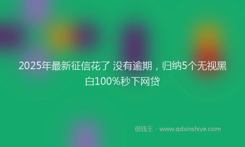2025年最新征信花了 没有逾期，归纳5个无视黑白100%秒下网贷