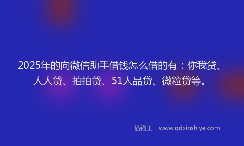 2025年的向微信助手借钱怎么借的有：你我贷、人人贷、拍拍贷、51人品贷、微粒贷等。