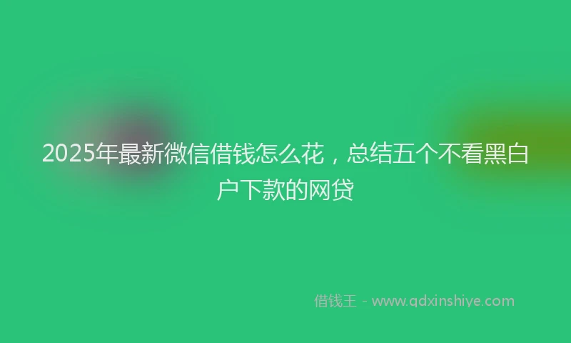 2025年最新微信借钱怎么花，总结五个不看黑白户下款的网贷