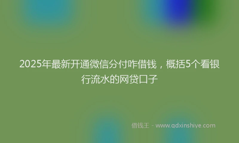 2025年最新开通微信分付咋借钱，概括5个看银行流水的网贷口子