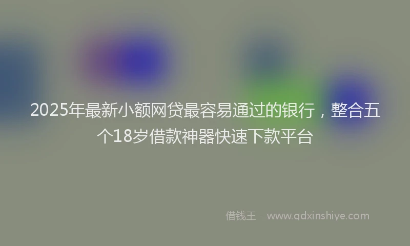 2025年最新小额网贷最容易通过的银行，整合五个18岁借款神器快速下款平台