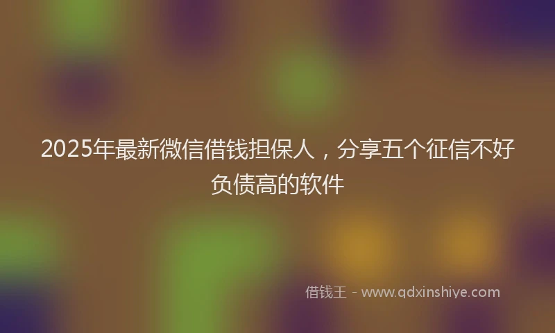 2025年最新微信借钱担保人，分享五个征信不好负债高的软件