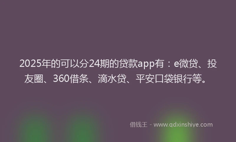 2025年的可以分24期的贷款app有：e微贷、投友圈、360借条、滴水贷、平安口袋银行等。