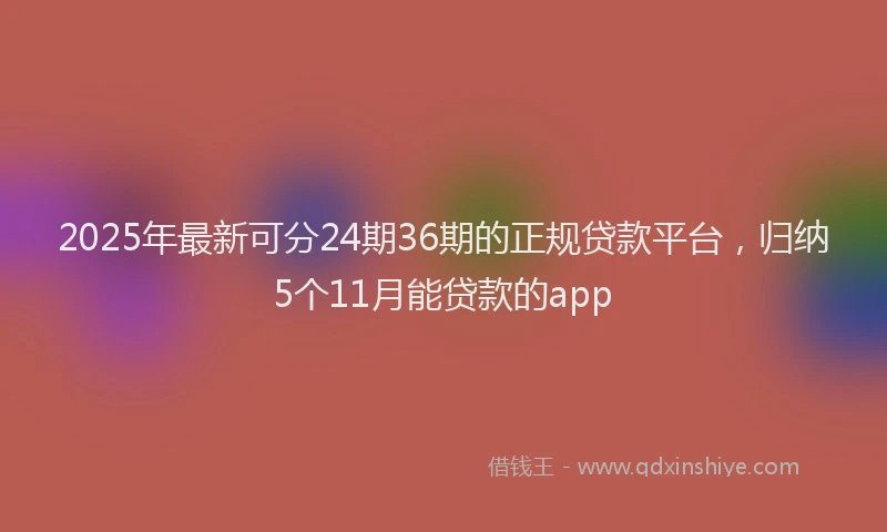 2025年最新可分24期36期的正规贷款平台，归纳5个11月能贷款的app