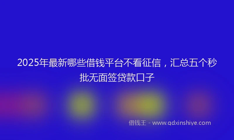 2025年最新哪些借钱平台不看征信，汇总五个秒批无面签贷款口子