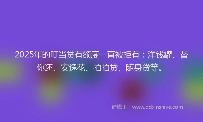 2025年的叮当贷有额度一直被拒有：洋钱罐、替你还、安逸花、拍拍贷、随身贷等。