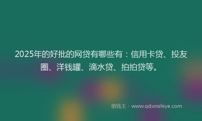 2025年的好批的网贷有哪些有：信用卡贷、投友圈、洋钱罐、滴水贷、拍拍贷等。
