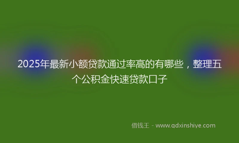 2025年最新小额贷款通过率高的有哪些，整理五个公积金快速贷款口子