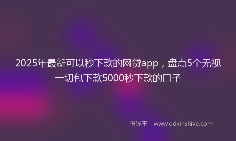 2025年最新可以秒下款的网贷app，盘点5个无视一切包下款5000秒下款的口子