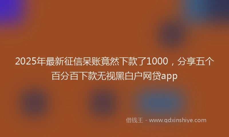 2025年最新征信呆账竟然下款了1000，分享五个百分百下款无视黑白户网贷app