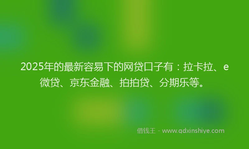2025年的最新容易下的网贷口子有：拉卡拉、e微贷、京东金融、拍拍贷、分期乐等。