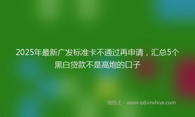 2025年最新广发标准卡不通过再申请，汇总5个黑白贷款不是高炮的口子