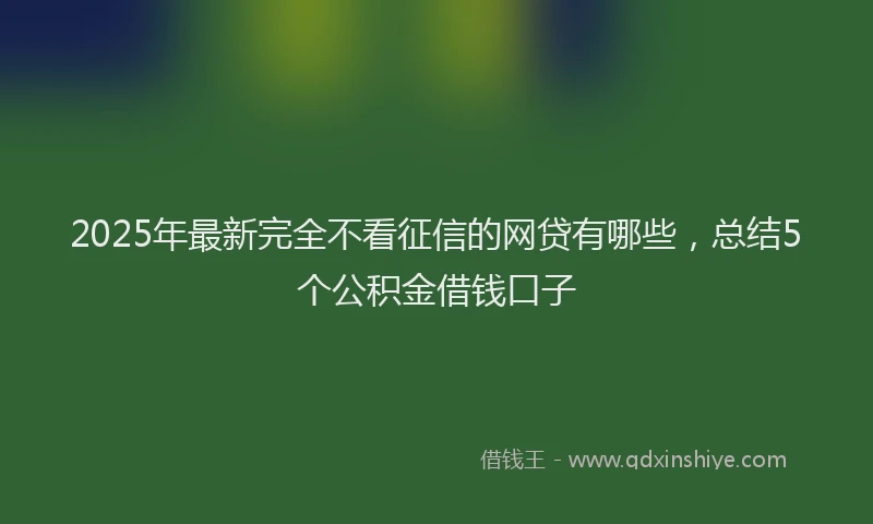 2025年最新完全不看征信的网贷有哪些，总结5个公积金借钱口子