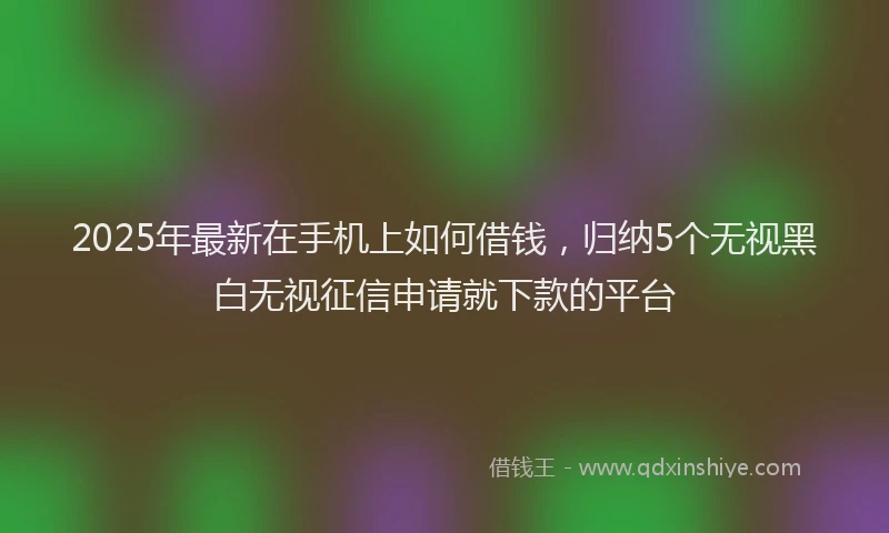 2025年最新在手机上如何借钱，归纳5个无视黑白无视征信申请就下款的平台