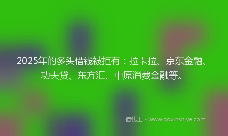 2025年的多头借钱被拒有：拉卡拉、京东金融、功夫贷、东方汇、中原消费金融等。