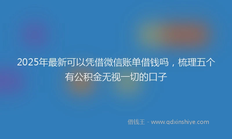 2025年最新可以凭借微信账单借钱吗，梳理五个有公积金无视一切的口子