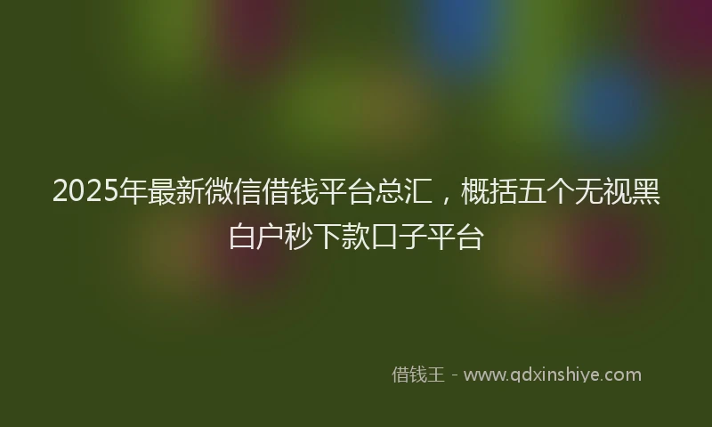 2025年最新微信借钱平台总汇，概括五个无视黑白户秒下款口子平台