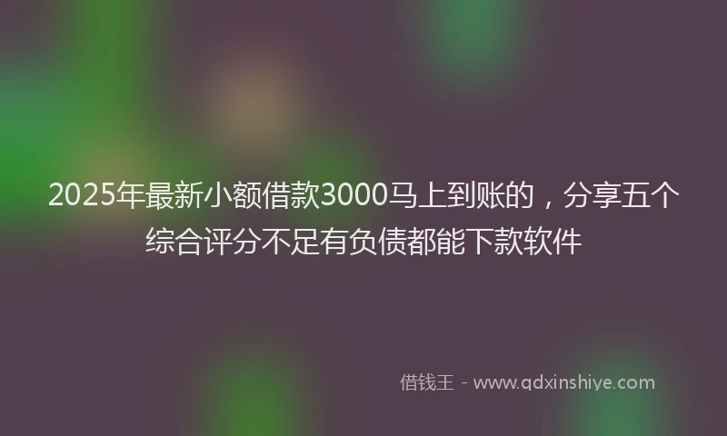 2025年最新小额借款3000马上到账的，分享五个综合评分不足有负债都能下款软件