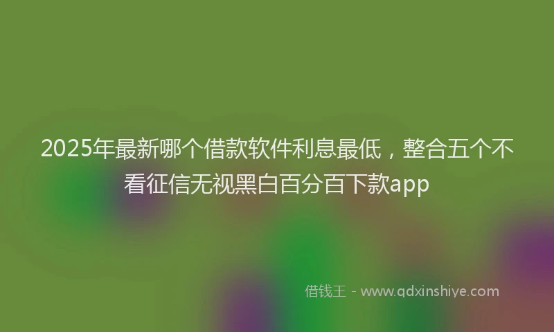2025年最新哪个借款软件利息最低，整合五个不看征信无视黑白百分百下款app