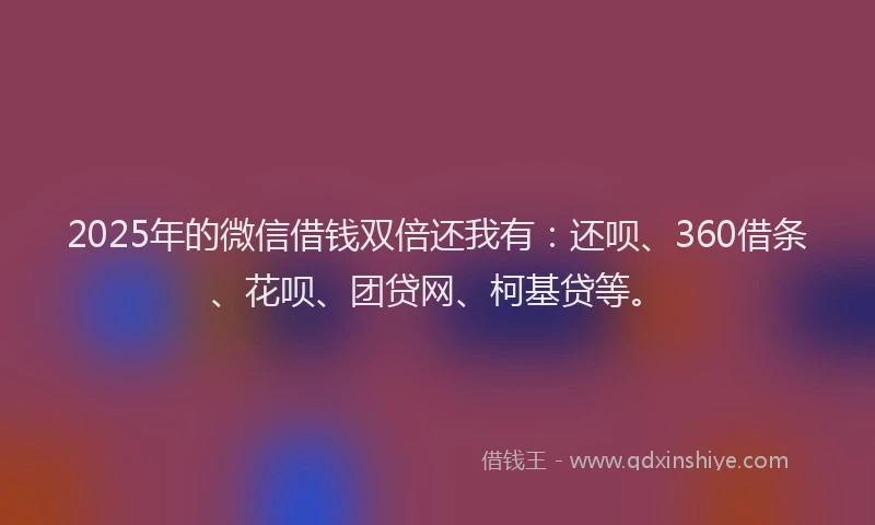 2025年的微信借钱双倍还我有：还呗、360借条、花呗、团贷网、柯基贷等。