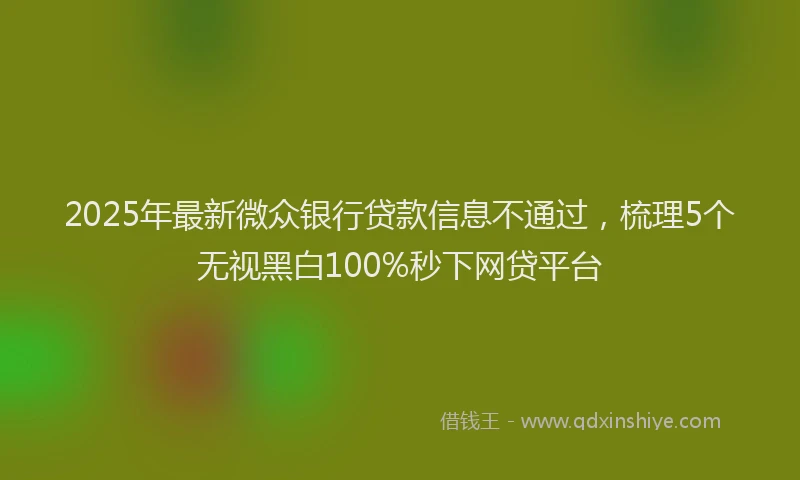 2025年最新微众银行贷款信息不通过，梳理5个无视黑白100%秒下网贷平台