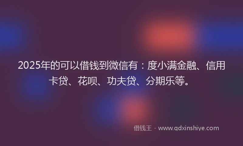 2025年的可以借钱到微信有：度小满金融、信用卡贷、花呗、功夫贷、分期乐等。