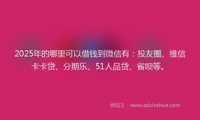 2025年的哪里可以借钱到微信有：投友圈、维信卡卡贷、分期乐、51人品贷、省呗等。