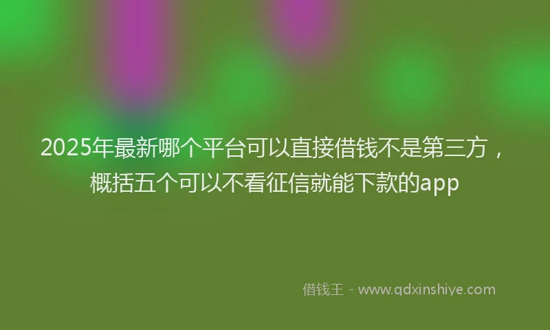 2025年最新哪个平台可以直接借钱不是第三方，概括五个可以不看征信就能下款的app