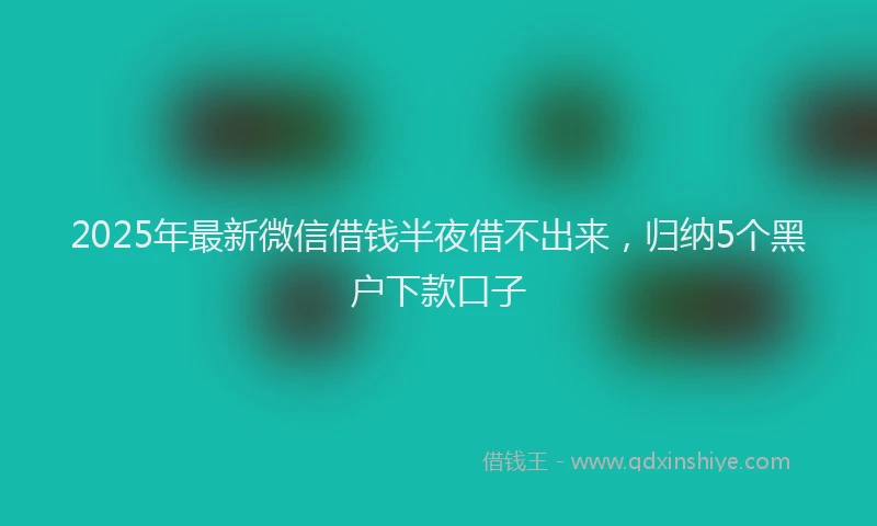 2025年最新微信借钱半夜借不出来，归纳5个黑户下款口子