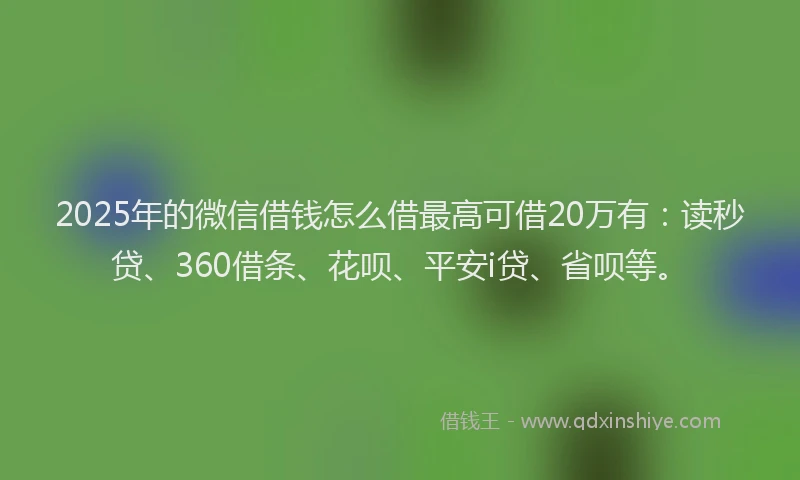 2025年的微信借钱怎么借最高可借20万有：读秒贷、360借条、花呗、平安i贷、省呗等。