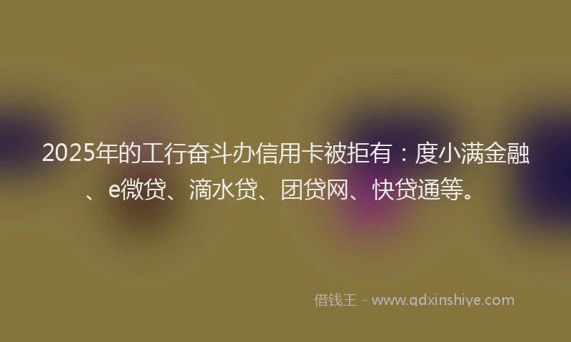 2025年的工行奋斗办信用卡被拒有：度小满金融、e微贷、滴水贷、团贷网、快贷通等。
