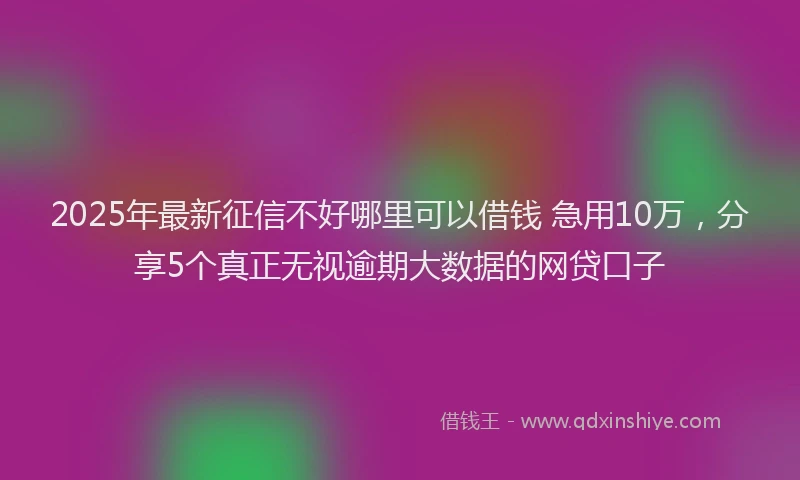 2025年最新征信不好哪里可以借钱 急用10万，分享5个真正无视逾期大数据的网贷口子