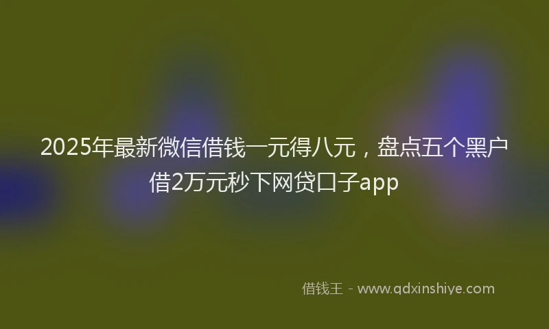 2025年最新微信借钱一元得八元，盘点五个黑户借2万元秒下网贷口子app