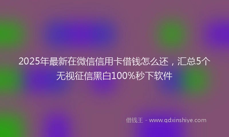 2025年最新在微信信用卡借钱怎么还，汇总5个无视征信黑白100%秒下软件