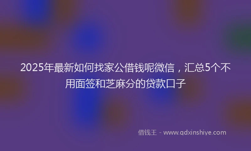 2025年最新如何找家公借钱呢微信，汇总5个不用面签和芝麻分的贷款口子