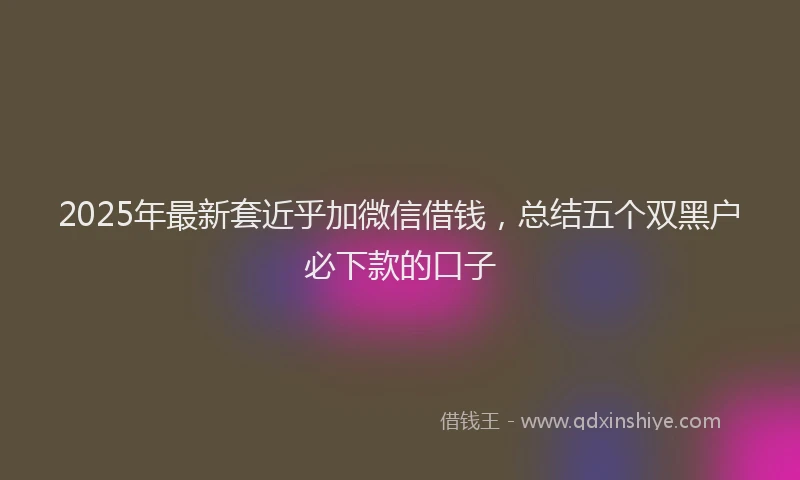 2025年最新套近乎加微信借钱，总结五个双黑户必下款的口子