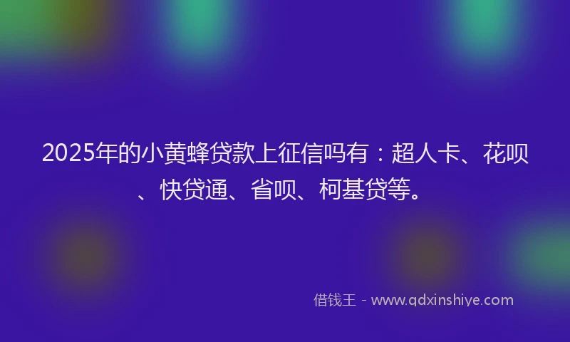 2025年的小黄蜂贷款上征信吗有：超人卡、花呗、快贷通、省呗、柯基贷等。