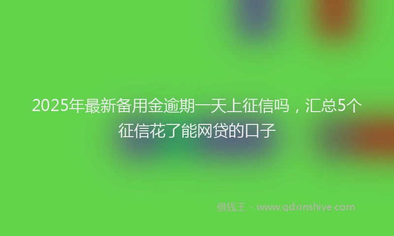 2025年最新备用金逾期一天上征信吗，汇总5个征信花了能网贷的口子
