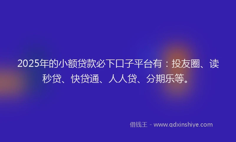 2025年的小额贷款必下口子平台有：投友圈、读秒贷、快贷通、人人贷、分期乐等。