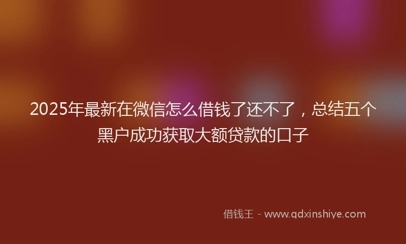 2025年最新在微信怎么借钱了还不了，总结五个黑户成功获取大额贷款的口子