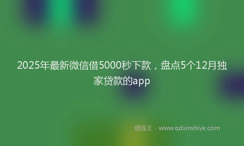 2025年最新微信借5000秒下款，盘点5个12月独家贷款的app